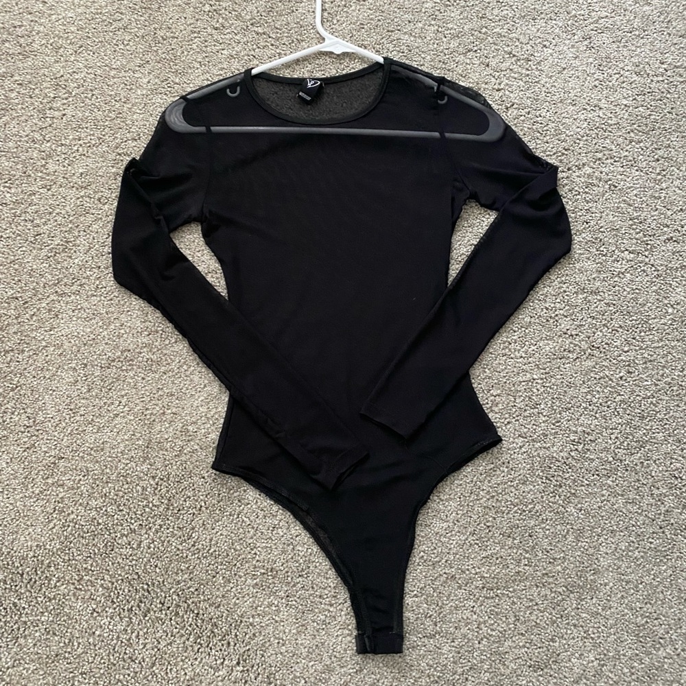 XS sheer black bodysuit